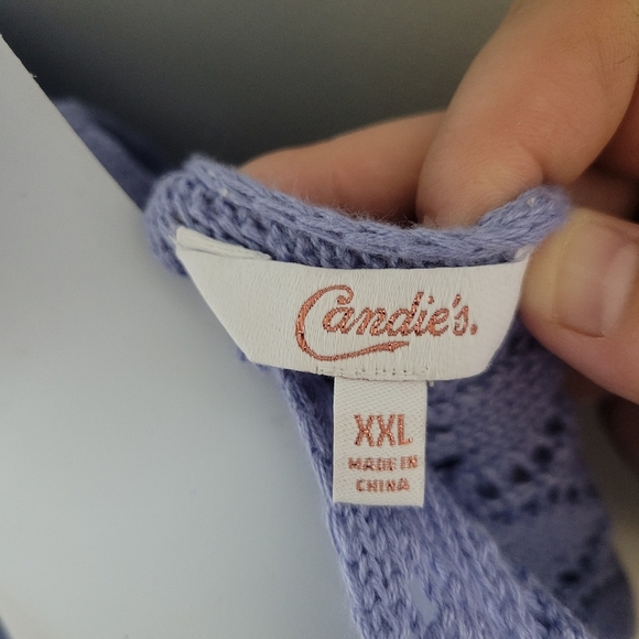 Candies Blue Crochet Sweater Size XXL - Picture 2 of 7